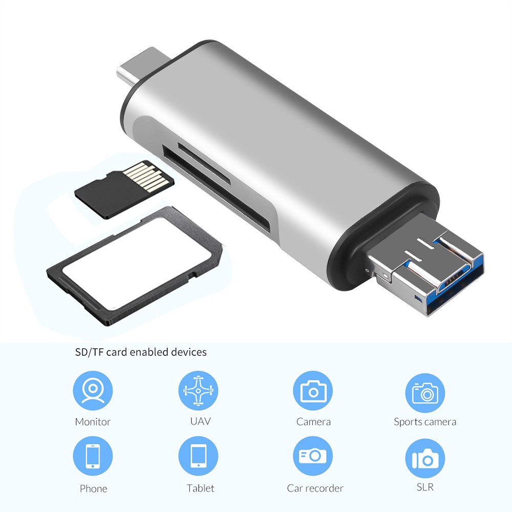 [MUMU] Đầu đọc thẻ nhớ chuyển đổi 5 trong 1 OTG USB 2.0 Type C USB TF SD cho PC Laptop