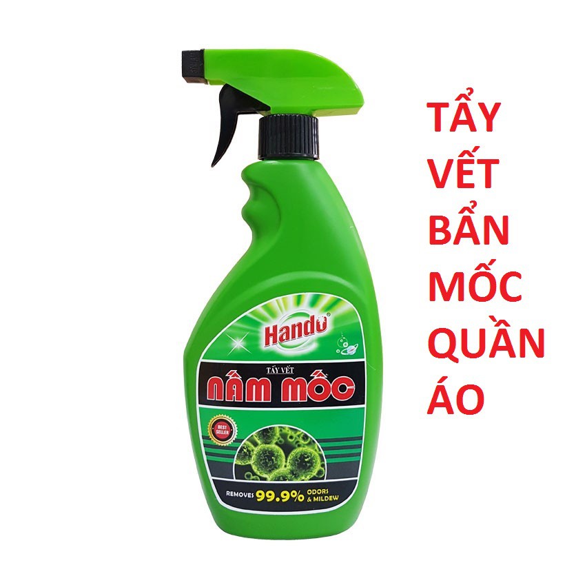 Tẩy vết nấm mốc trên vải vóc, quần áo, đồ dùng Hando 500ml