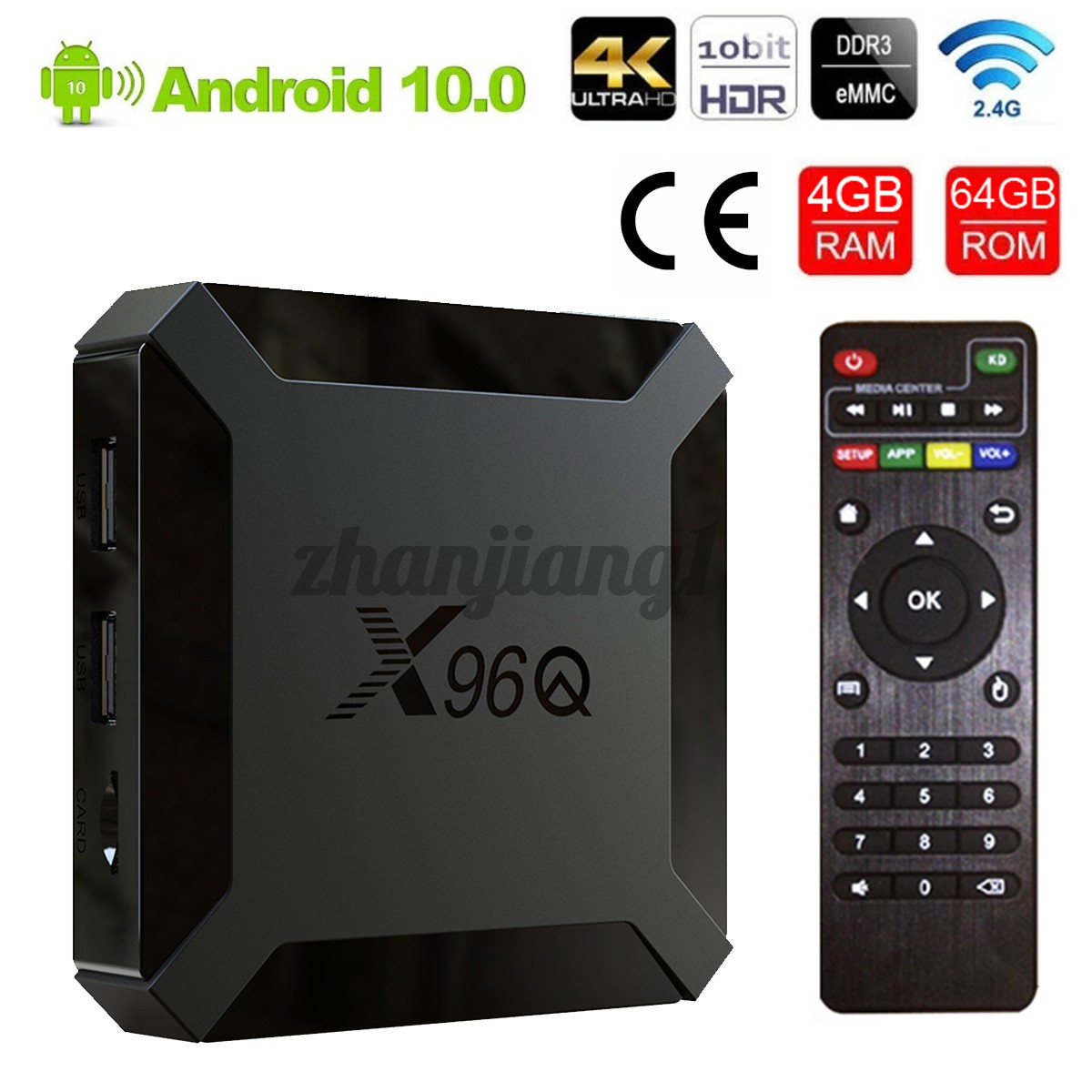 Hộp TV Box thông minh X96Q hệ điều hành Android 10.0 4GB + 64GB 4K h313 2.4G hỗ trợ WiF