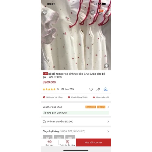 Baa Baby - Bộ romper sơ sinh tay bèo bé gái màu xám size 3M