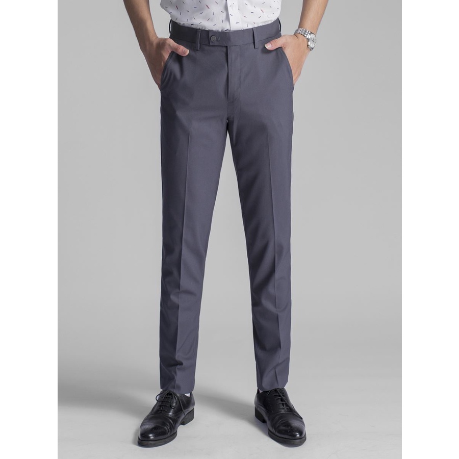 Quần âu nam KWIN KTR00308 dáng reguler fit, màu xám, nhẹ xốp, đứng dáng