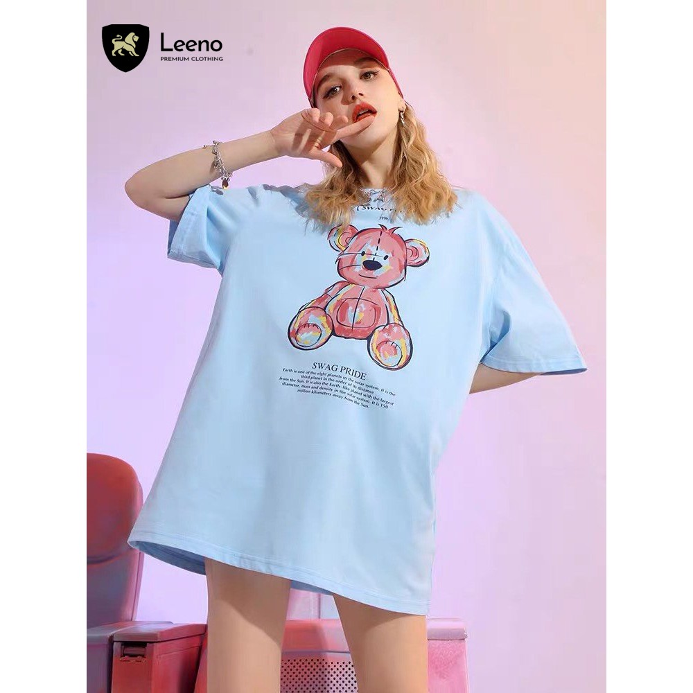 Áo thun tay lỡ cotton 100% - Áo phông unisex form rộng in hình chính hãng Leeno | BigBuy360 - bigbuy360.vn