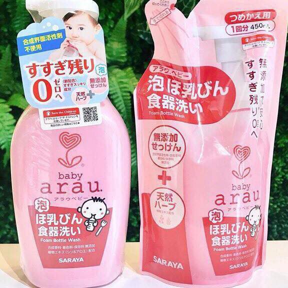 Nước rửa bình Arau baby Nhật chai 500ml/túi 450ml