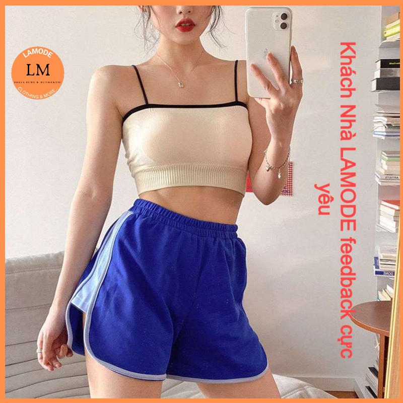 Áo 2 dây nữ croptop mút ngực LAMODE, áo hai dây nữ croptop bản to sợi bún dáng ôm | BigBuy360 - bigbuy360.vn