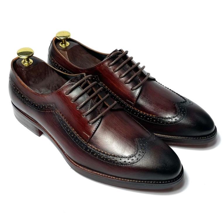 Giày tây nam cao cấp đế phíp da bò thật bh 1 năm kiểu dáng Derby - Mã T61