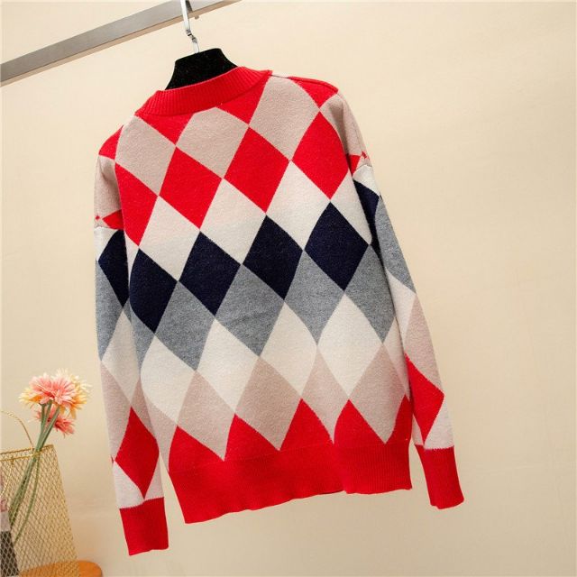 ÁO KHOÁC LEN CARDIGAN HỌA TIẾT HÌNH THOI