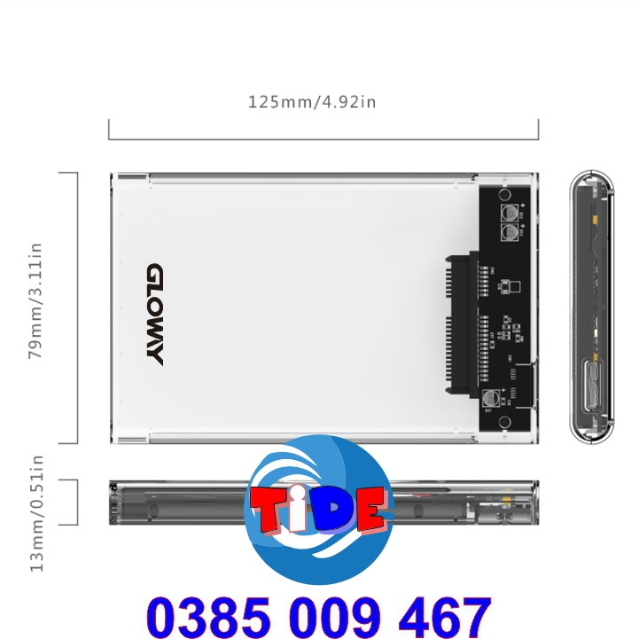 Box SSD/HDD 2,5&quot; Gloway G21U3 - Nhựa ABS trong suốt – CHÍNH HÃNG – Bảo hành 12 tháng
