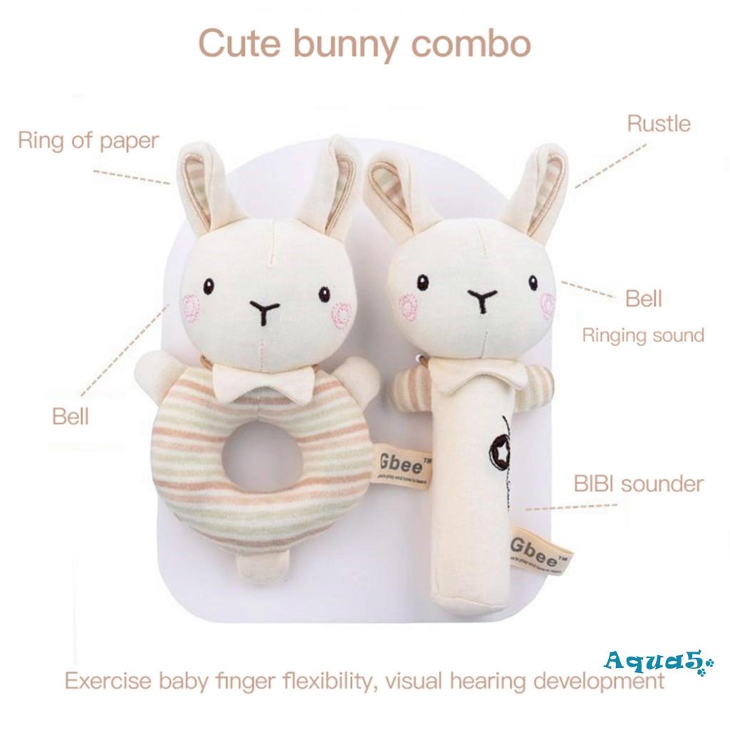 AQQ- Đồ chơi lục lạc lông mềm hình thỏ/gấu con/voi dễ thương cho bé sơ sinh