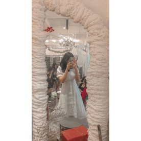 [Ảnh thật] Váy trắng cộc tay cổ vuông cúc bọc - Váy trắng kỉ yếu xoè voan tơ tay bồng