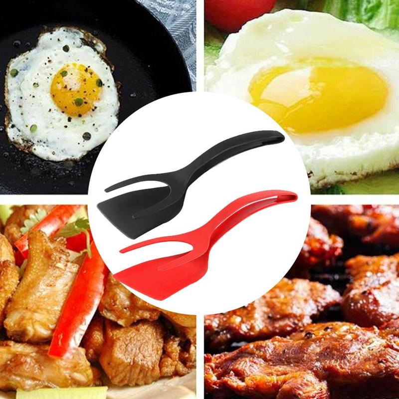 Xẻng nấu ăn bằng silicon chống dính 2 trong 1 dùng lật và gắp thực phẩm/ chiên trứng/ làm pizza/ bít tết