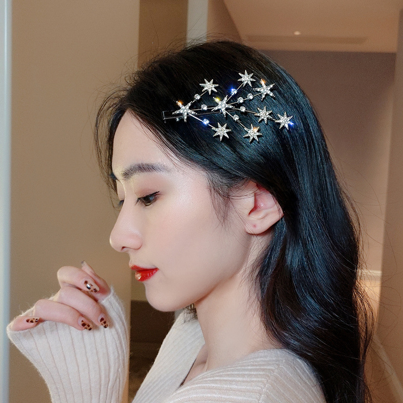 Kẹp tóc đính đá giả phong cách Hàn Quốc thời trang xinh xắn cho nữ