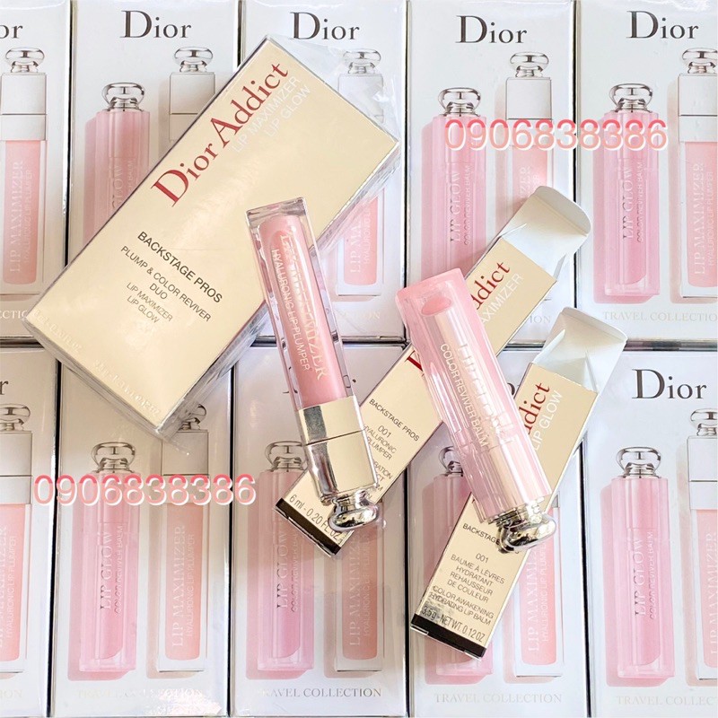 Set son dưỡng môi Dior Addict Lip Glow & Lip Maximizer Duo màu 001