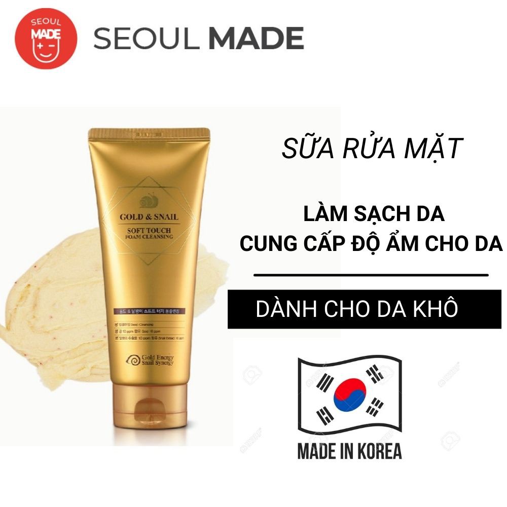 Sữa rửa mặt dành cho da khô Gold Snail làm sạch và loại bỏ độc tố trên da 170g