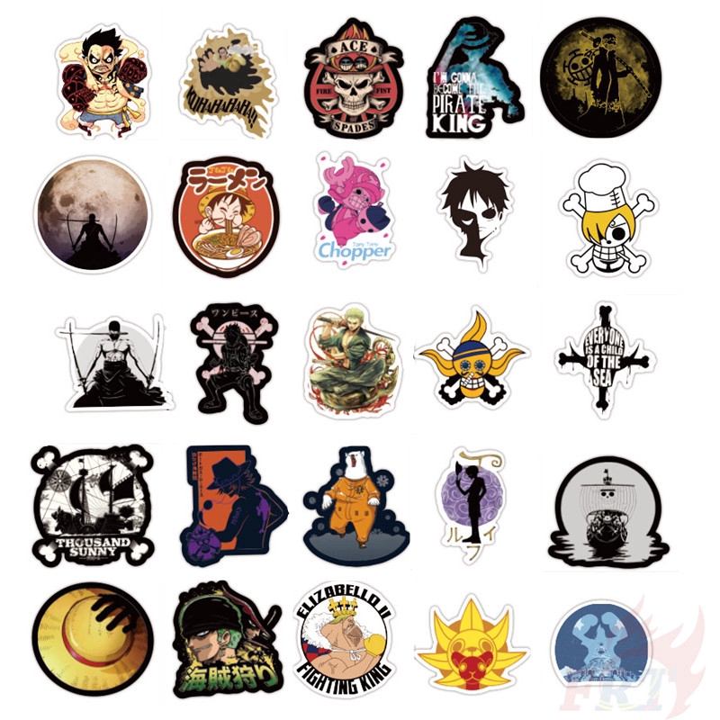 Bộ 100 miếng sticker in họa tiết hoạt hình One Piece doodle hỗn hợp trang trí vali/laptop/ván trượt