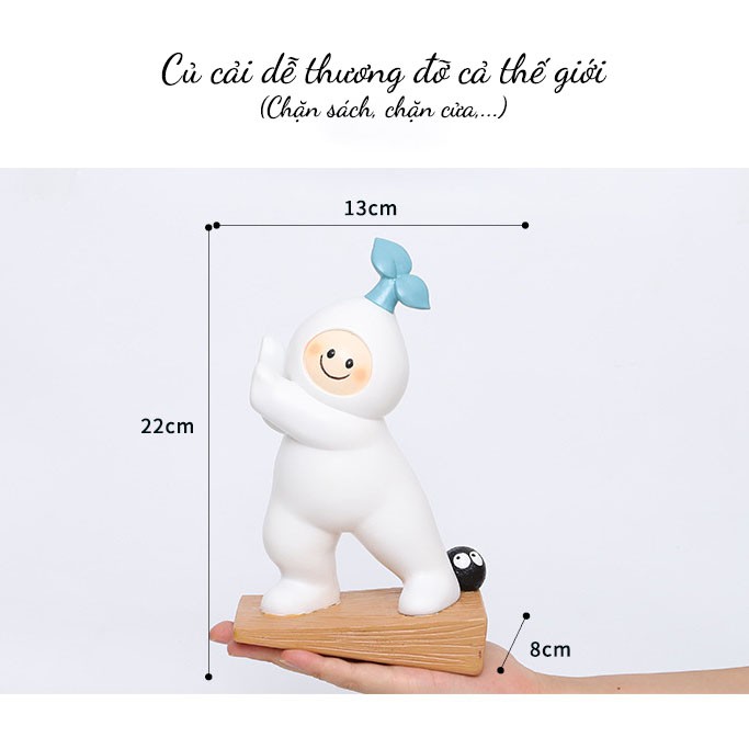 Củ Cải Trắng Decor Cute Đỡ Cả Thế Giới (Đồ Chơi Đáng Yêu Làm Quà Tặng, Chặn Sách Dễ Thương, Trang Trí Bàn Học...)