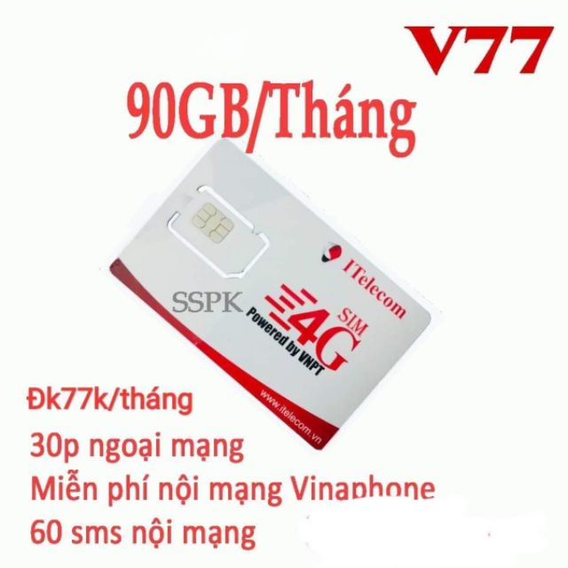 Sim 4G   Vinaphone & Intelecom MAY gói 90gb/ tháng+ free gọi nội mạng+30 phút gọi ngoại mạng