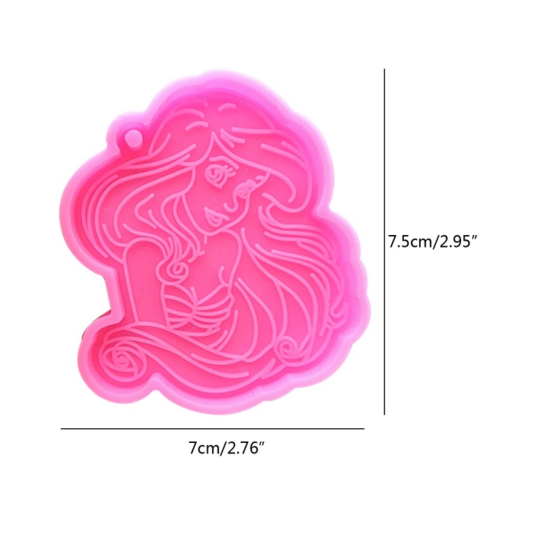 Sa Khuôn Silicon Làm Móc Khóa / Trang Sức Thủ Công Hình Cô Gái Tóc Dài Có Lỗ Treo Chìa Khóa / Làm Quà Tặng Sinh