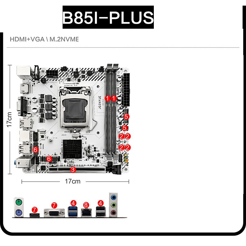 [Mã Sale hoàn 50k cho đơn từ 1tr] Main B85i Plus chuẩn itx  mới full box như hình