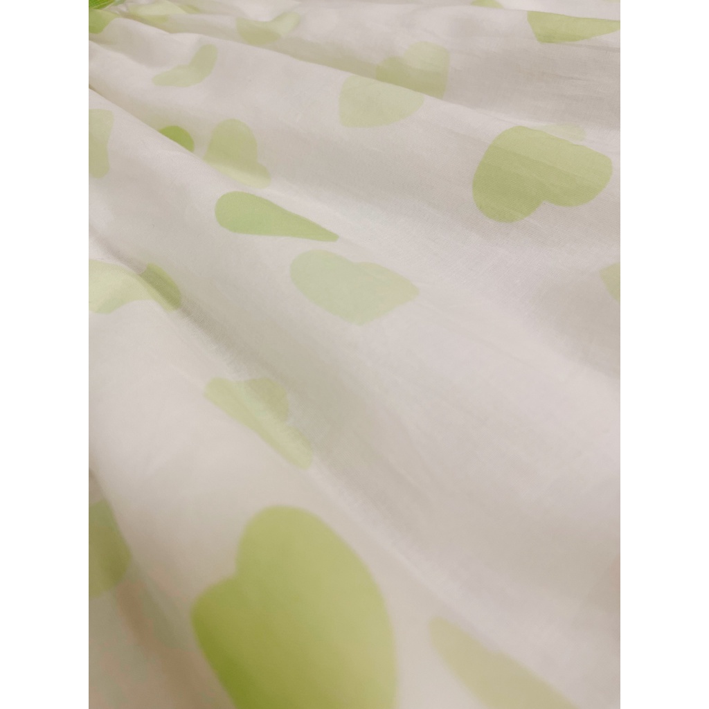 Đầm Sát Nách Nơ Cổ Họa Tiết Trai Tim Xanh Lá SoraChan - M082