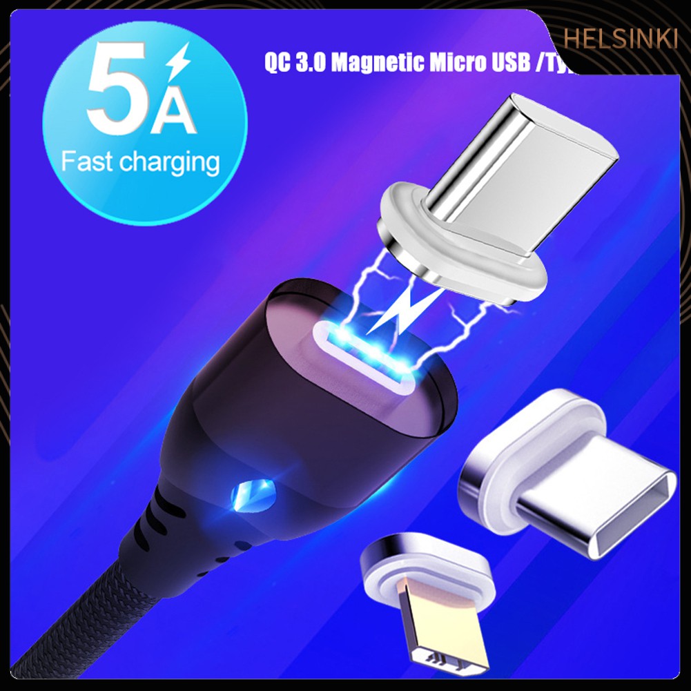 Cáp Sạc Nhanh Qc 3.0 Nam Châm Cổng Micro Usb Type-C 8pin Cho Android Iphone