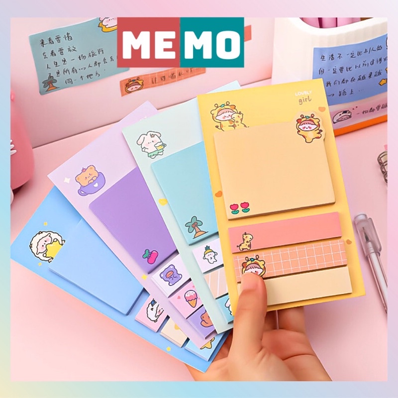 Giấy note ghi nhớ ghi chú MEMO tiện dụng với 4 kích thước phù hợp nhiều kiểu ghi chú