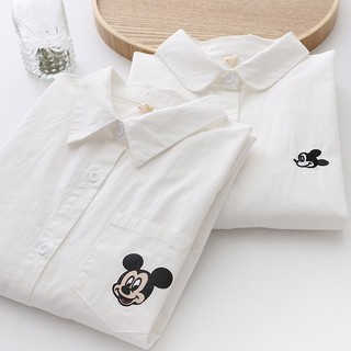 Áo Sơ Mi Nữ Thêu Mickey Đơn Giản HQ 910
