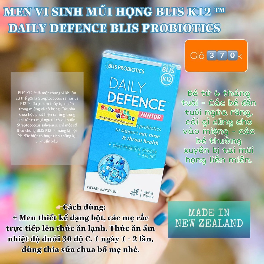 Men vi sinh  hỗ trợ mũi họng cho bé   Blis Daily Defence