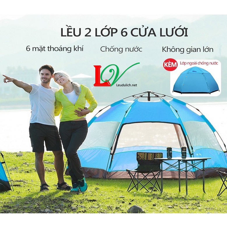 Lều tự bung 3-5 người 2 lớp chống mưa nắng, chống muỗi và tia cực tím an toàn cho cả gia đình bạn