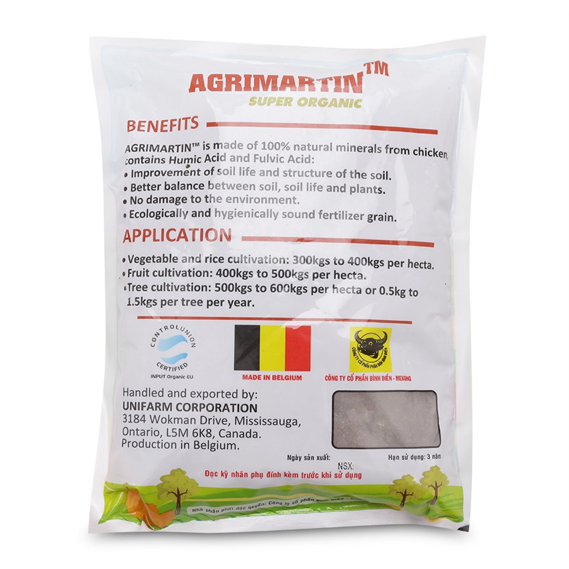 Phân bón hữu cơ siêu đậm đặc Bình Điền Agrimartin nhập khẩu Châu Âu 1kg