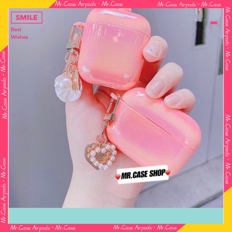Vỏ bọc bảo vệ màu ánh ngọc trai màu hồng cho hộp sạc tai nghe Airpods 1 / 2 Pro - Mr.Case Airpods