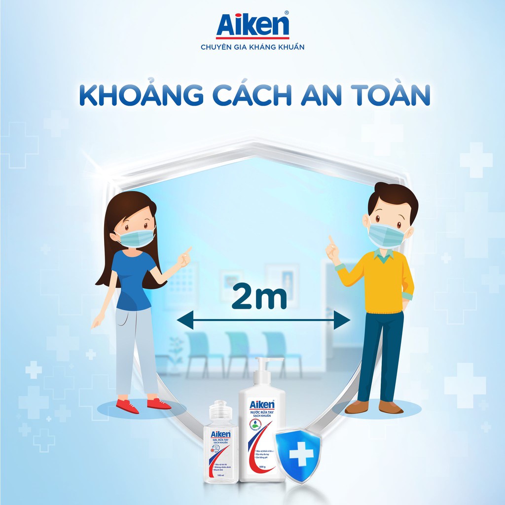 Gel rửa tay Sạch khuẩn Aiken 500ml Dạng vòi