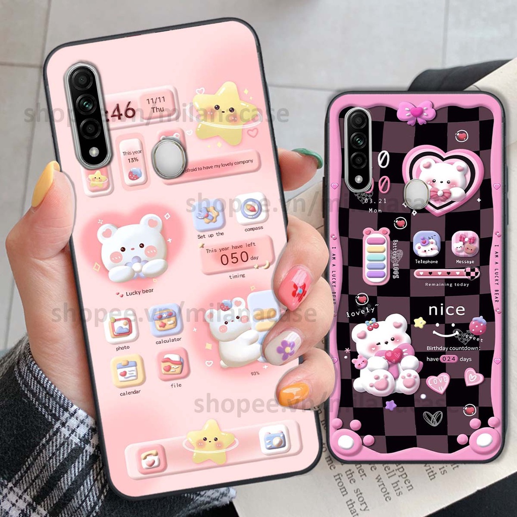 Ốp Oppo A31 hình đồng hồ icon gấu mèo cute cực dễ thương ngộ nghĩnh