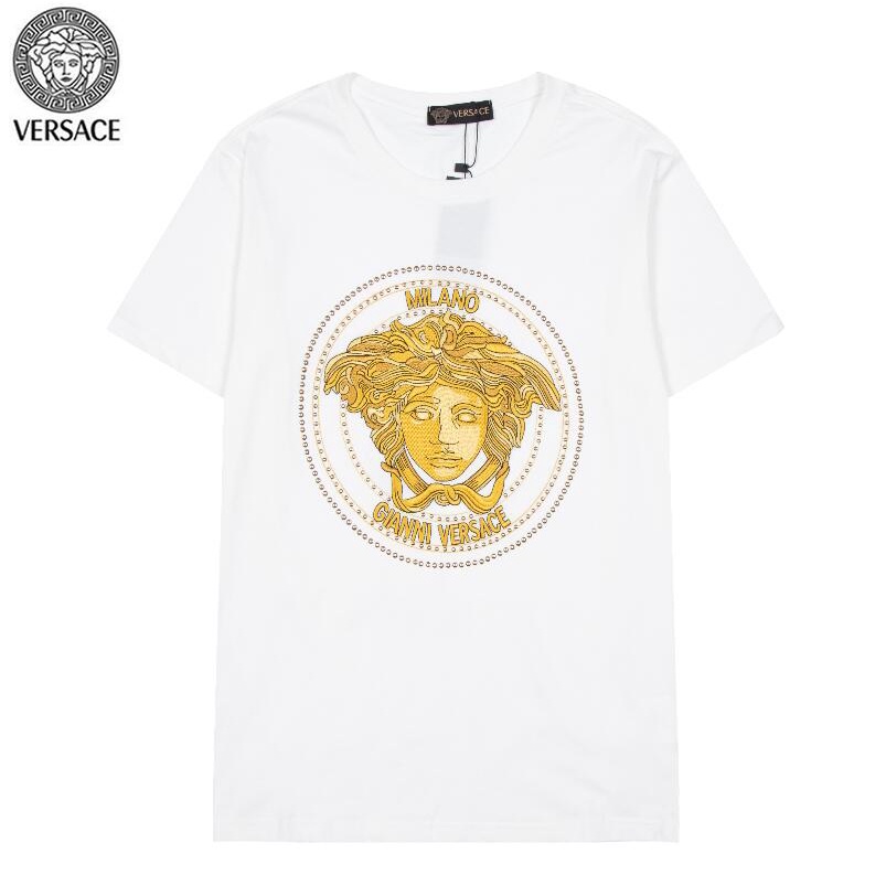 Áo Thun Tay Ngắn Chất Liệu Cotton Thêu Họa Tiết Versace Thời Trang Unisex