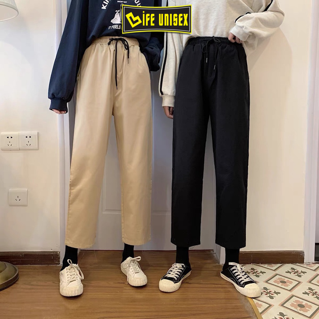 Quần Kaki Nam Nữ Unisex vải loại 1 co giản quần Baggy kaki ống rộng suông