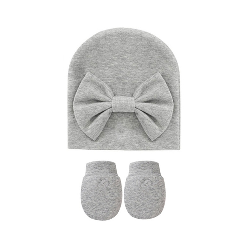 Set 2 Găng Tay Cotton Mềm Mại Đính Nơ Chống Xước Cho Bé Sơ Sinh 0-3 Tháng Tuổi