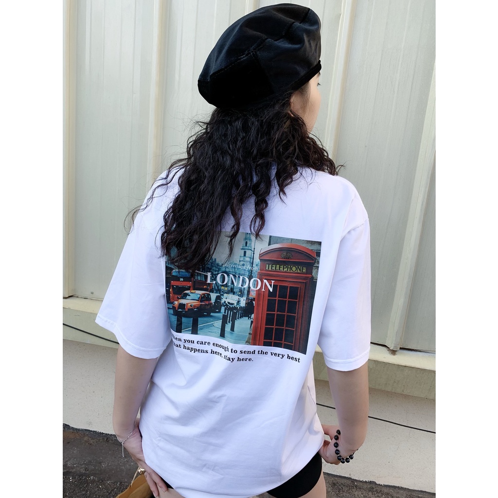Áo thun tay lỡ cho cả nam và nữ in hình London