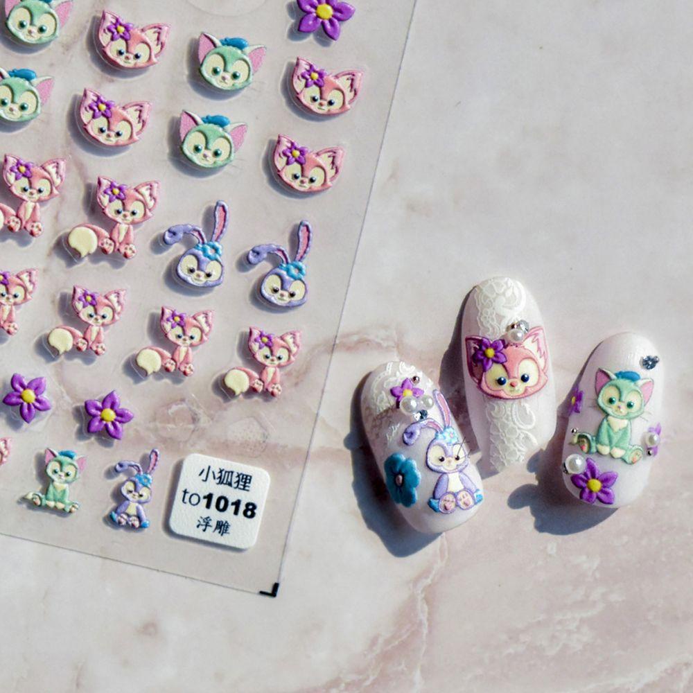 Miếng Dán Trang Trí Móng Tay 5D DIY Hình Hoạt Hình Xinh Xắn