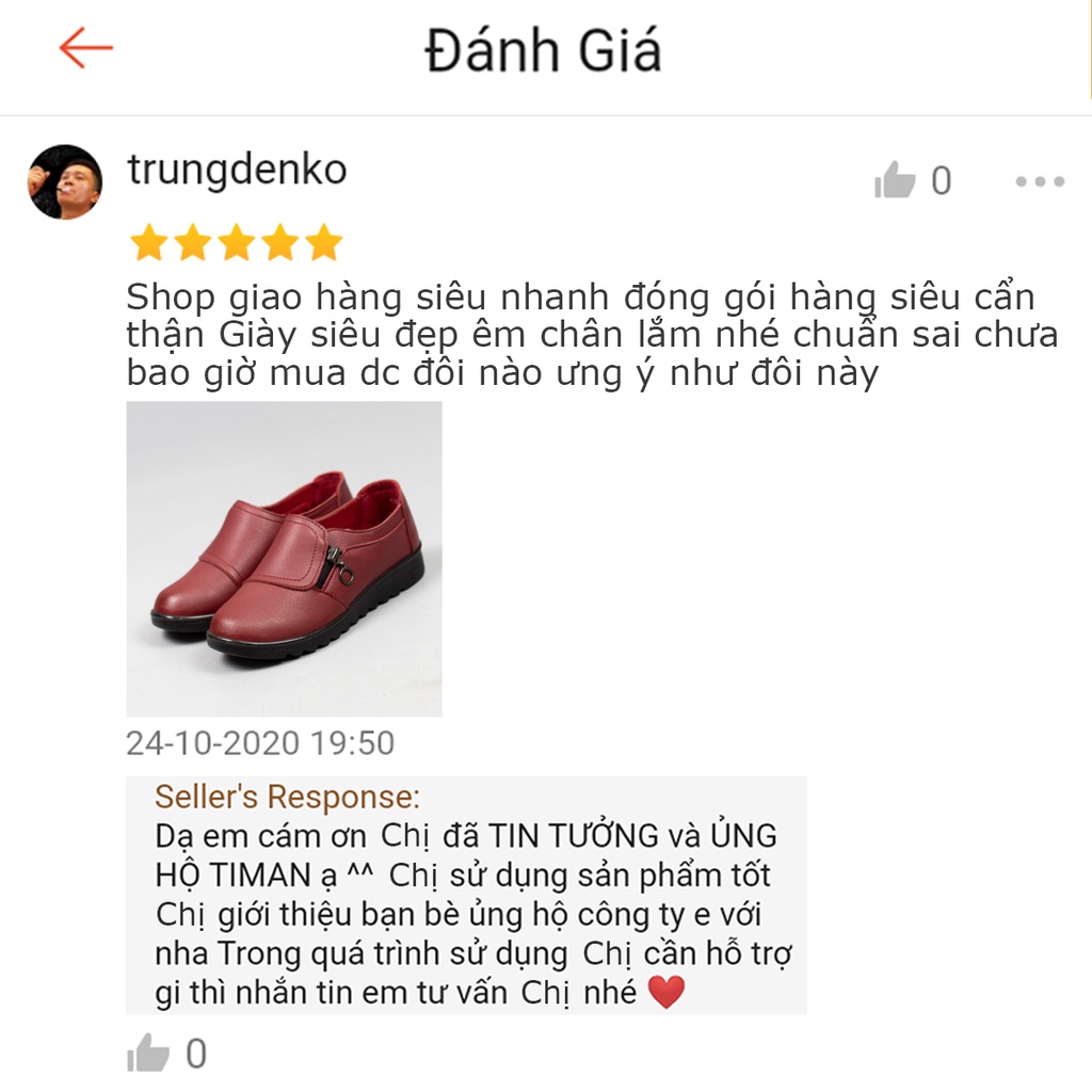 Giày lười da nữ trung niên TIMAN H07 sang trọng chính hãng bảo hành 1 năm