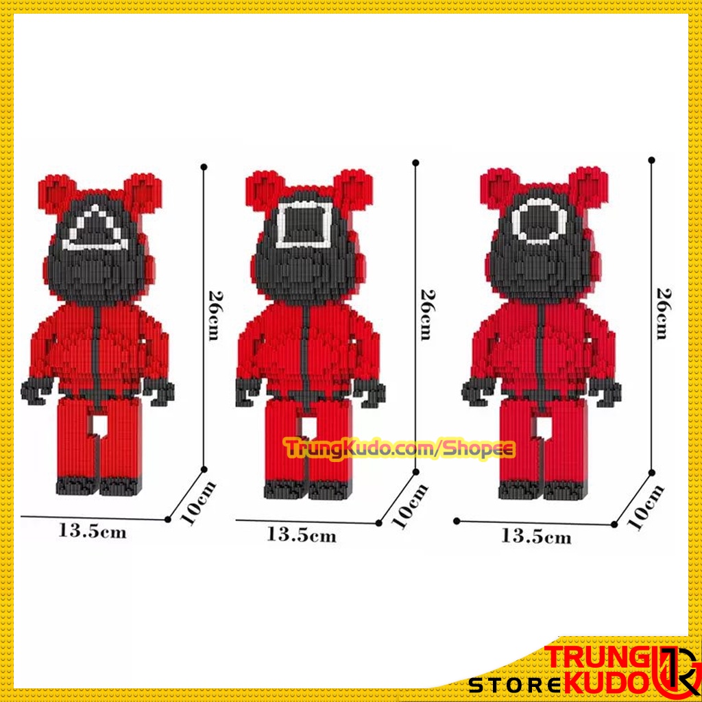 Mô hình Squid Game bản Bearbrick dạng Đồ chơi xếp hình trò chơi con mực thích hợp làm quà đồ decor