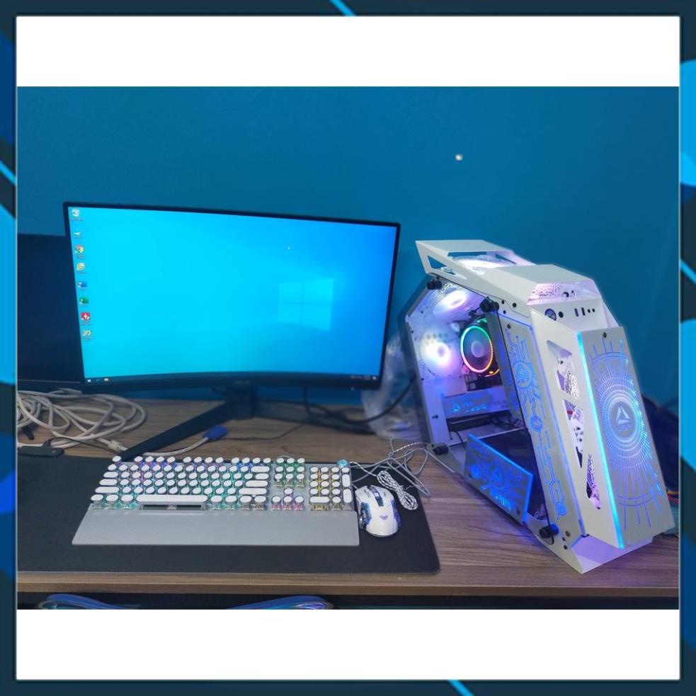 [THANH LY] FULL BỘ MÁY TÍNH MÀU hồng màu TRẮNG LED chơi mượt các loại GAME PC GIA RE