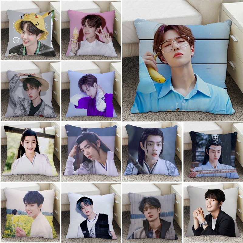 Vỏ bọc gối đơn bằng polyester in hình diễn viên Wang Yibo/ Xiao Zhan 45x45cm | BigBuy360 - bigbuy360.vn