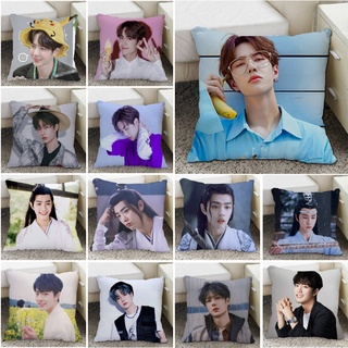 Vỏ bọc gối đơn bằng polyester in hình diễn viên Wang Yibo/ Xiao Zhan 45x45cm
