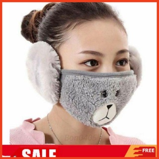Khẩu Trang Gấu Kute 2 Trong 1 Cho Bé Gái Lớn, Khẩu Trang Nữ Giữ Ấm