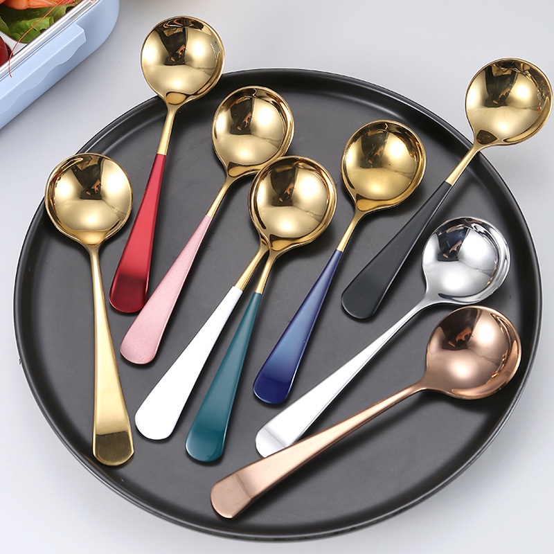 Thìa inox mạ vàng sang chảnh-hàng cao cấp ( Sẵn hàng ) - THÌA TRÒN VÀNG