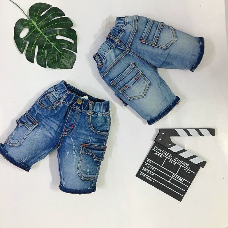 Quần short jean lưng thun cho bé trai q007