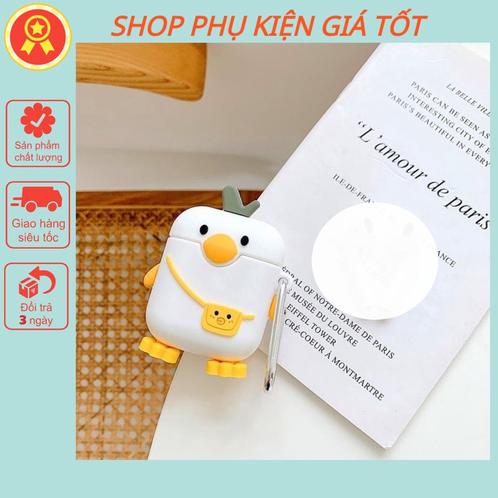 Vỏ bảo vệ đựng tai nghe airpod hình vịt đeo vali Air 1 /Air 2/ i11/ i12/i99/i16,..