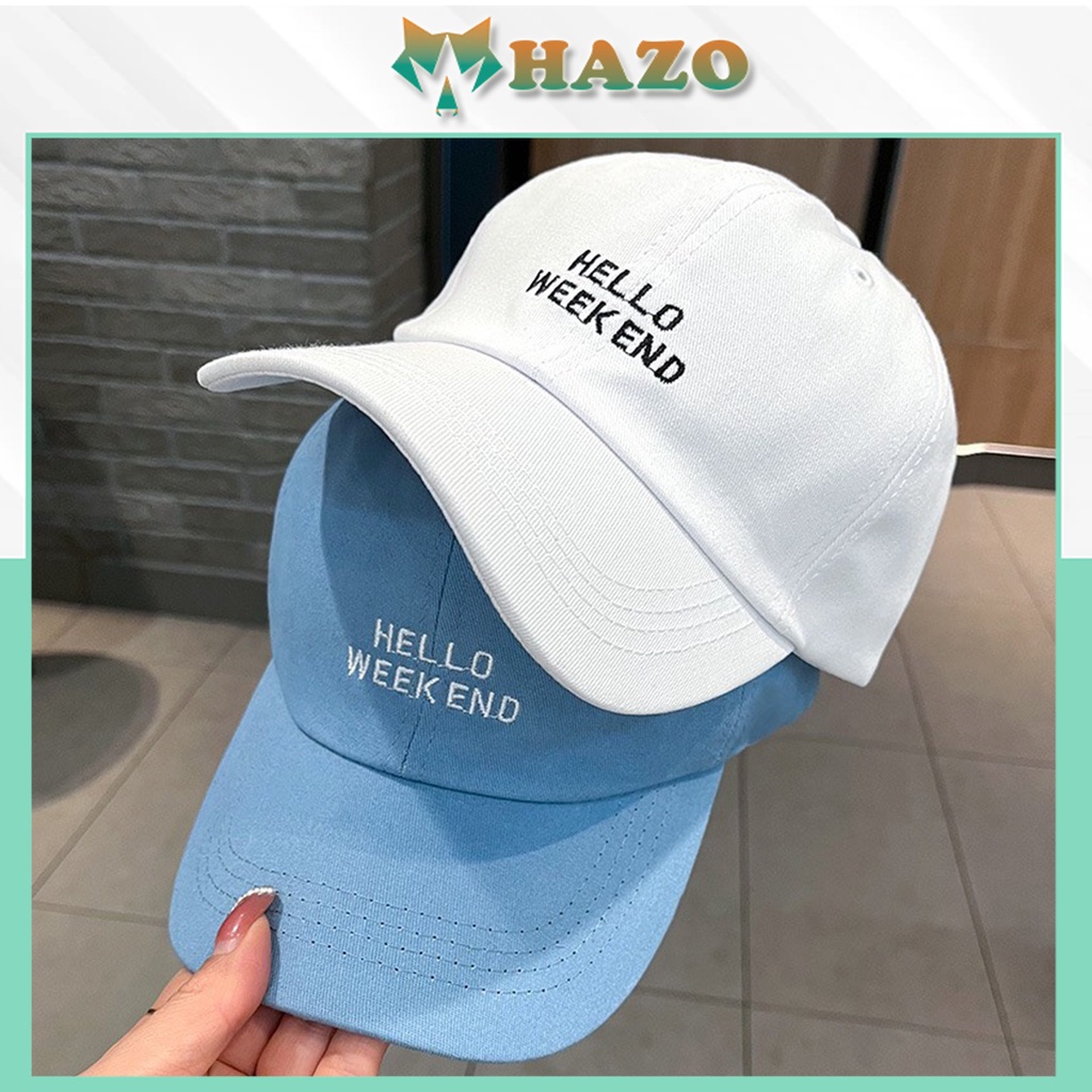 Mũ Lưỡi Trai Nón Kết Nhung Cao Cấp Thêu Chữ Weekend 445 Phong Cách Ulzzang Form Unisex Nam Nữ - Hazo