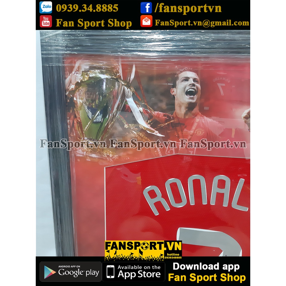 Khung áo có chữ ký Ronaldo 7 Manchester United 2007 2008 2009 COA shirt