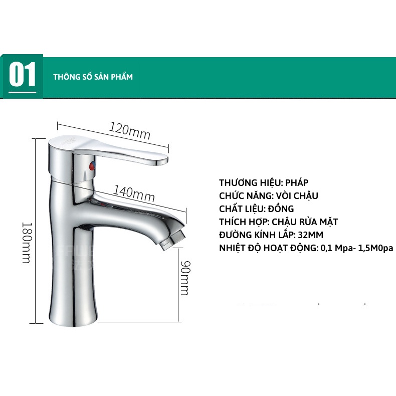 Vòi Chậu Lavabo Nóng Lạnh Đồng IELTS - Sentaku Shop