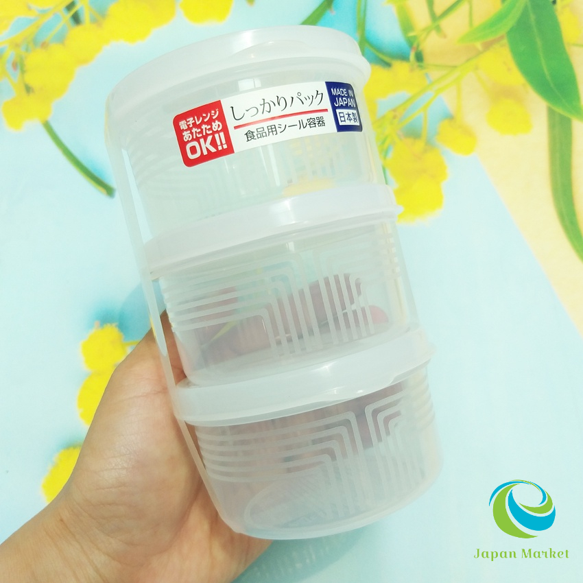 Bộ 3 hộp nhựa tròn nhỏ Nakaya 180ml trữ đồ ăn dặm cho bé Hàng Nhật